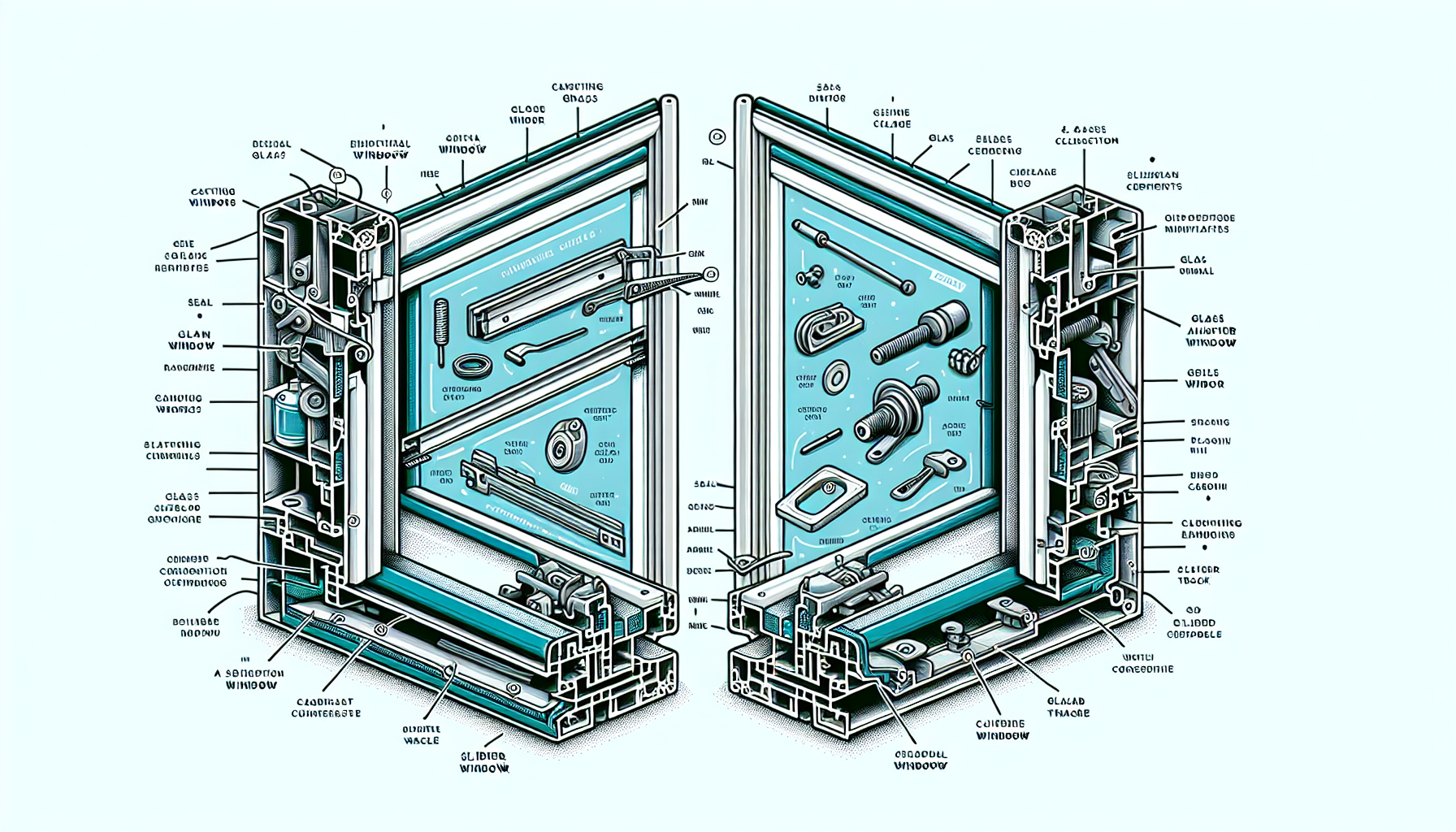 Casement and slider window cross-sections chart