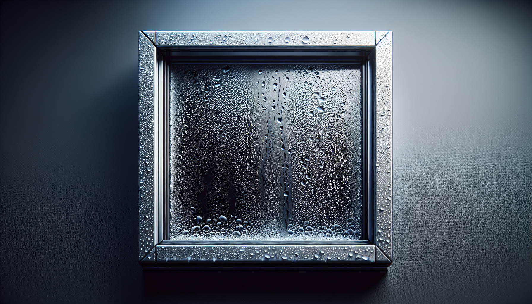 Aluminum window with visible condensation on glass and frame