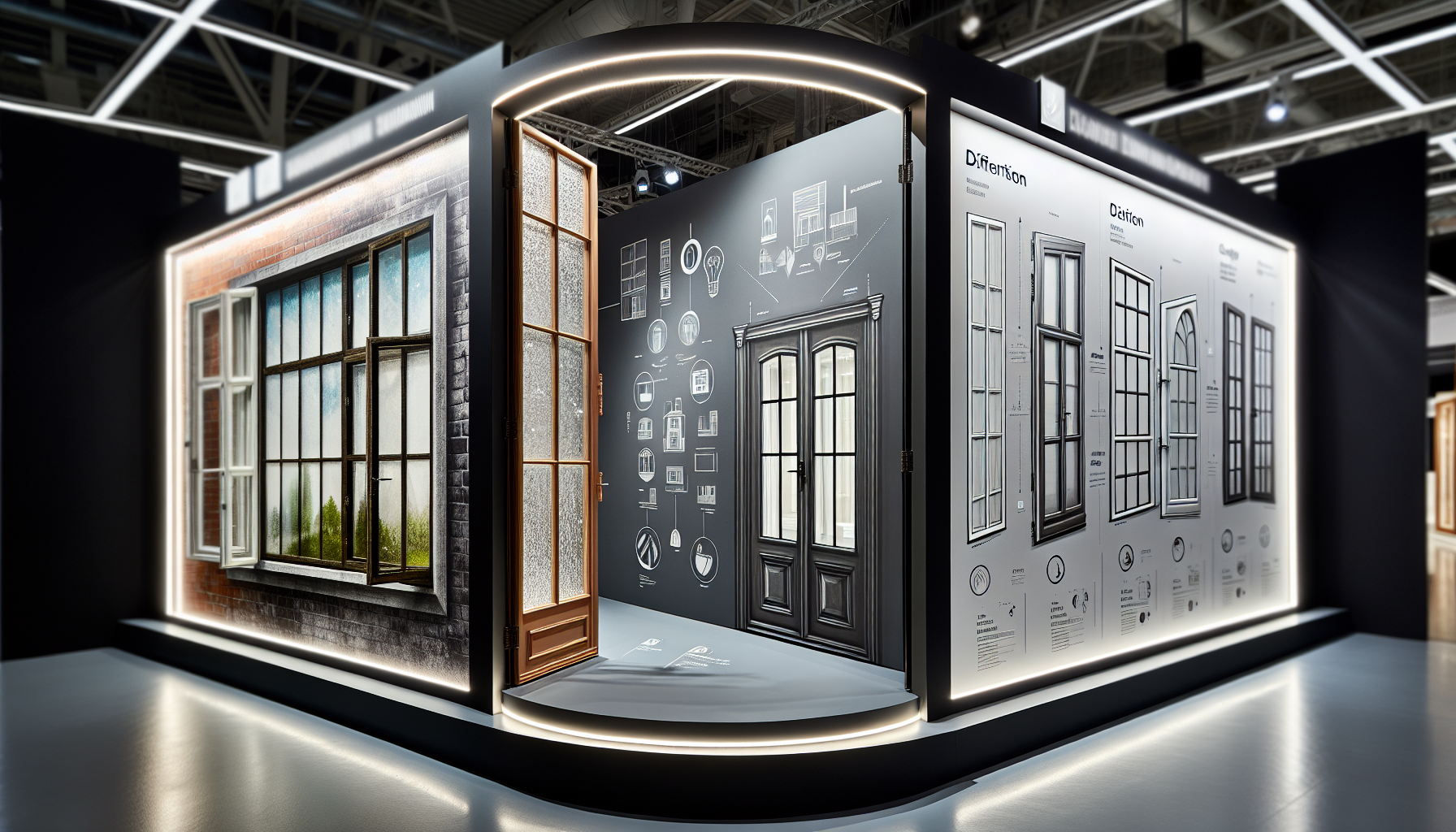 Showroom comparison between old aluminum and modern energy efficient windows