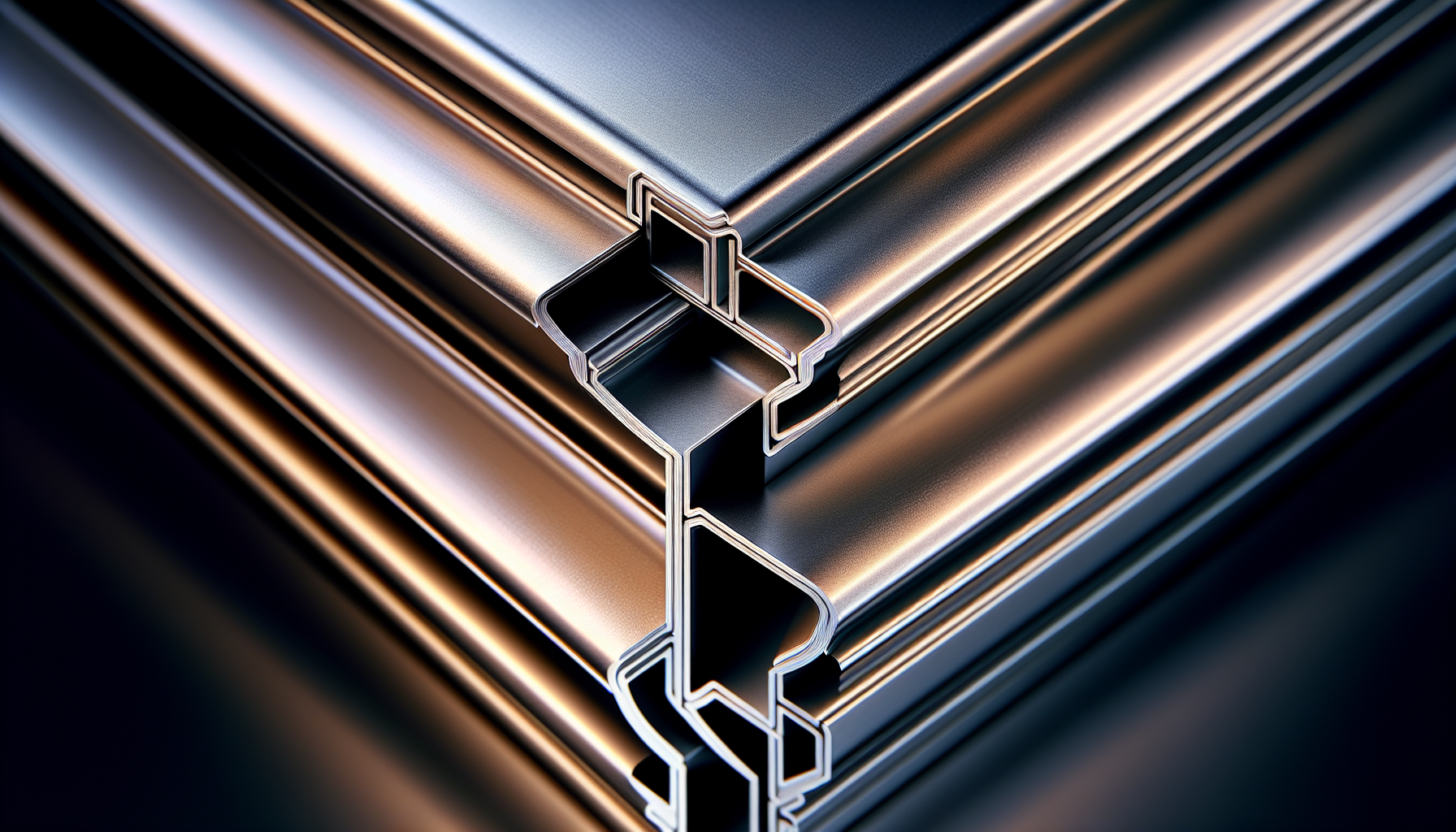 Macro view of an anodized and powder-coated aluminum window profile, showing a flawless surface