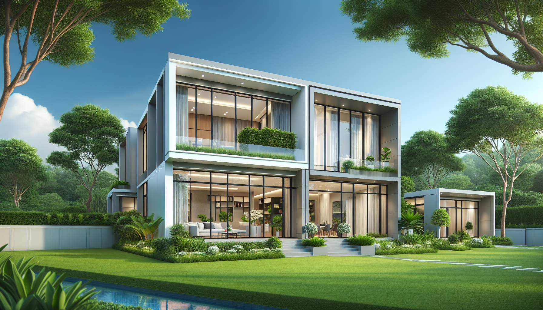 Modern House Exterior Showcasing Both UPVC and Aluminum Windows