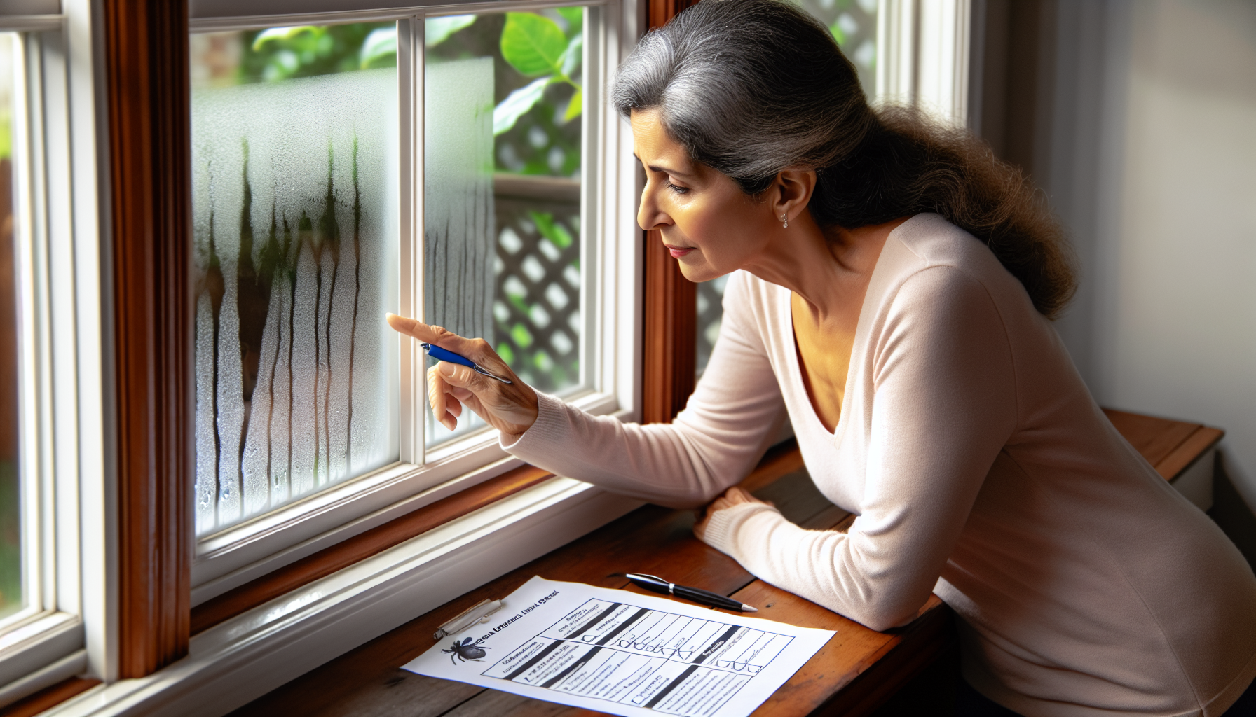 Homeowner testing window seals and finding condensation