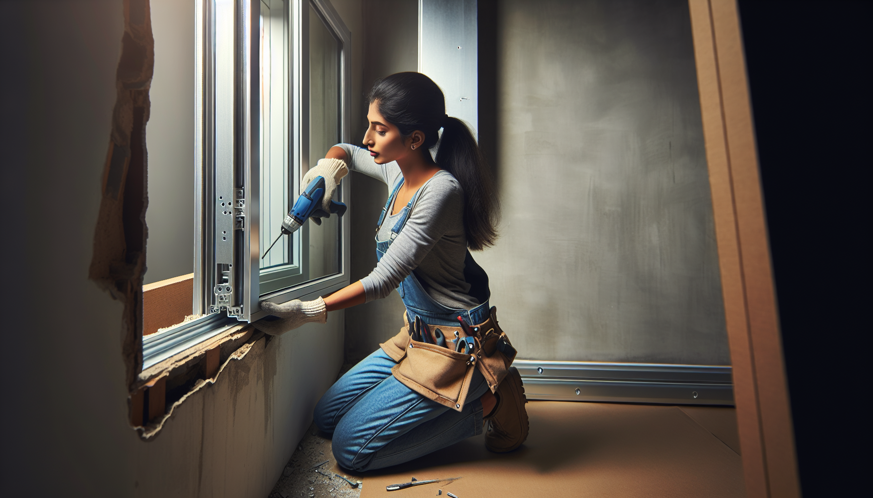 Contractor removing only the sash from an aluminum window