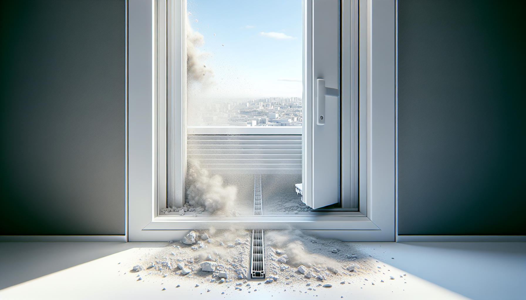 Slider window close-up showing visible track and partial opening