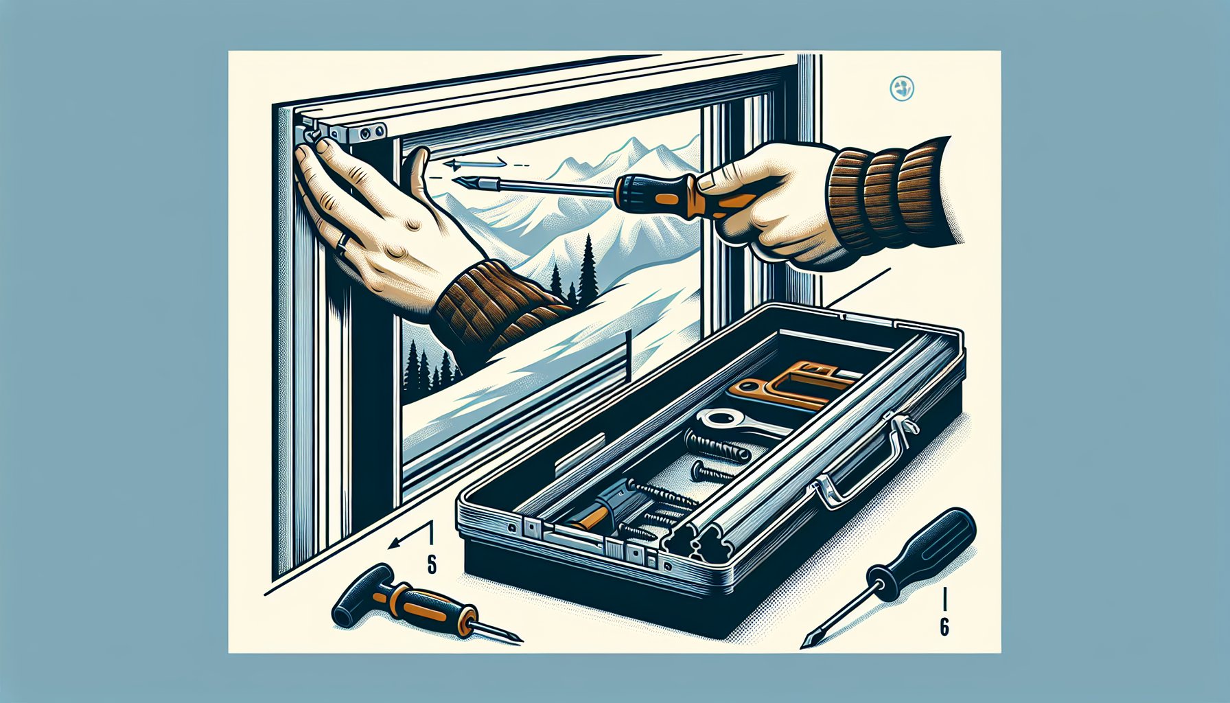 Step-by-step view of removing an aluminum sash: tools, close-up on screw removal, sash being lifted out