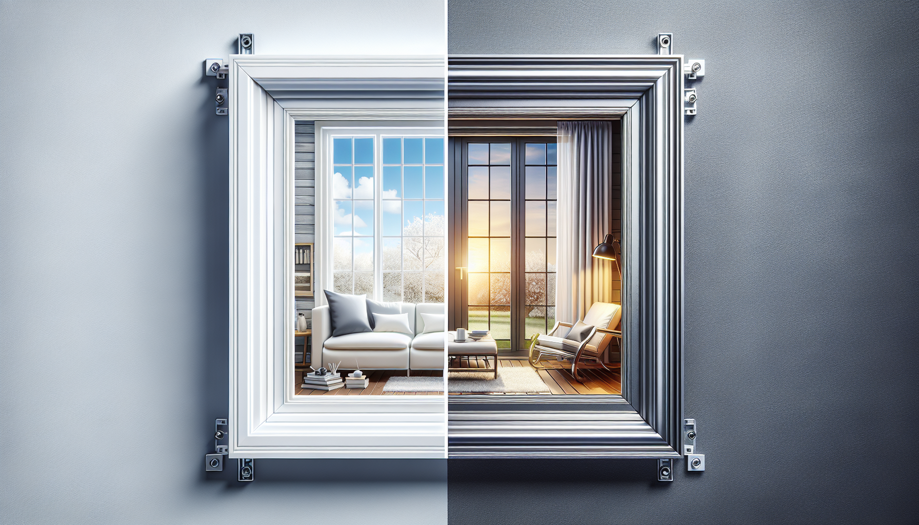 Side-by-side comparison of vinyl and aluminum window frames