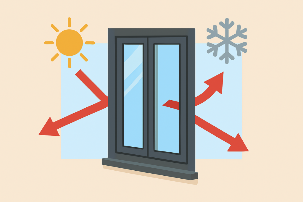 Window blocks heat and cold flow
