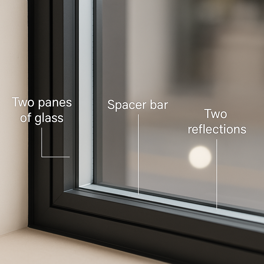 Double glazing with spacer bar
