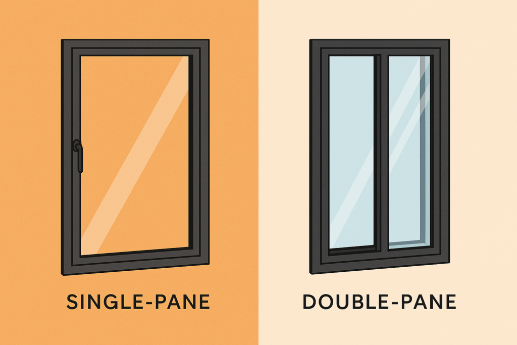 Single and double glazing comparison