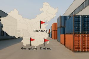 Shandong Guangdong Zhejiang window factories map and containers