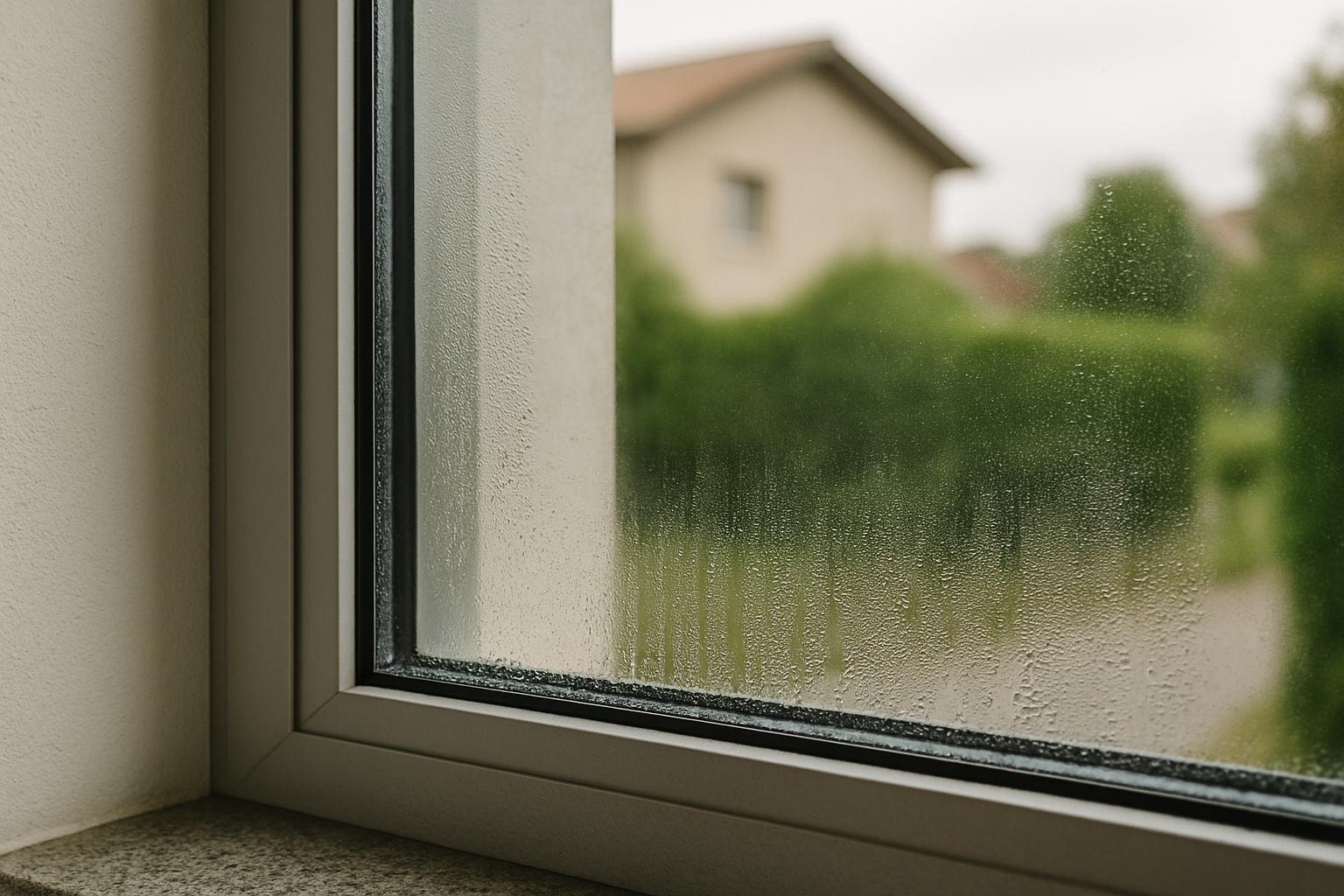 Moisture on aluminum window glass