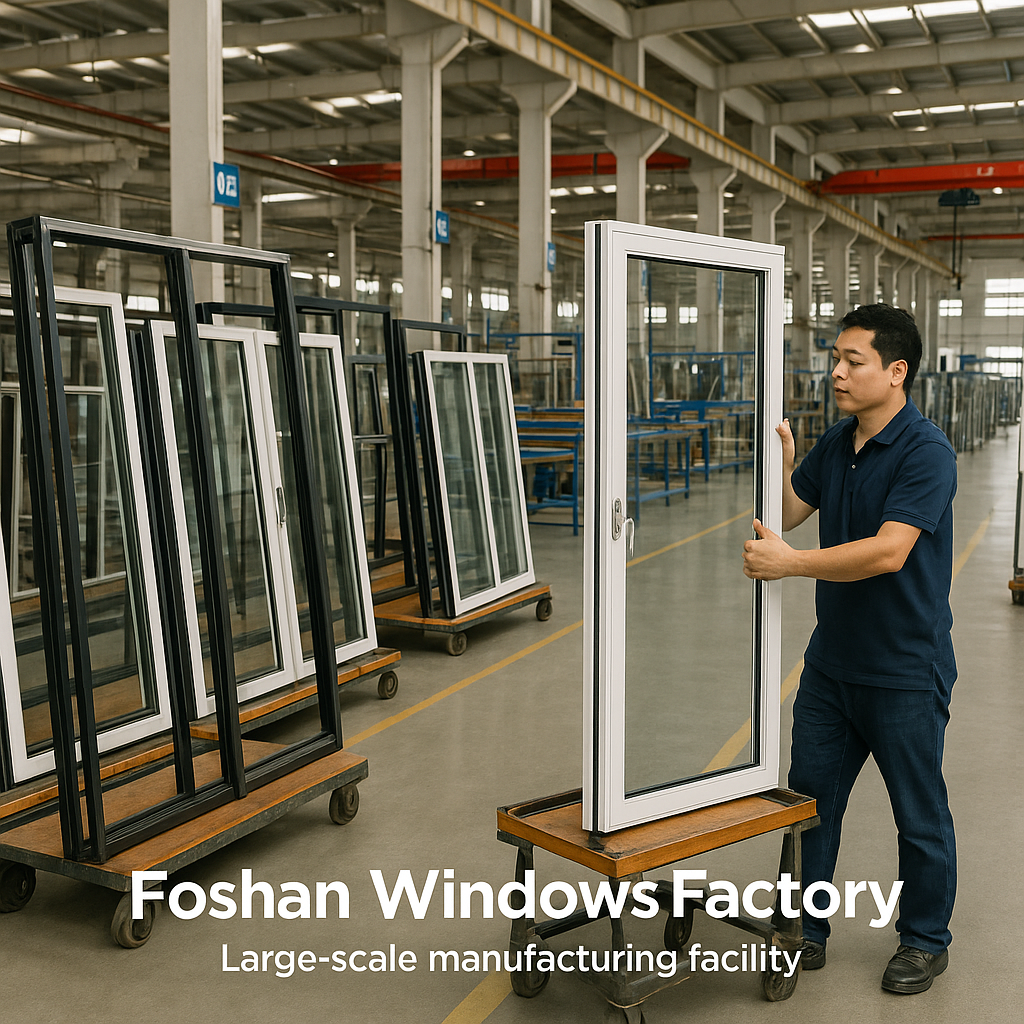 Aluminum windows in production line