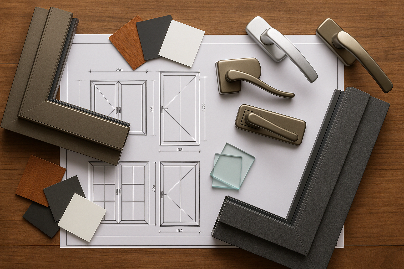 Handles, glass, colors, frame types