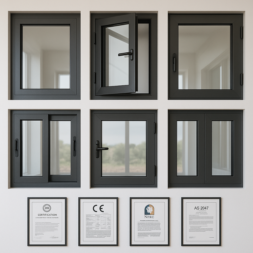 ISO, CE, NFRC, AS 2047 approved