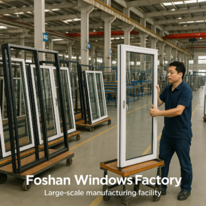 Aluminum windows in production line
