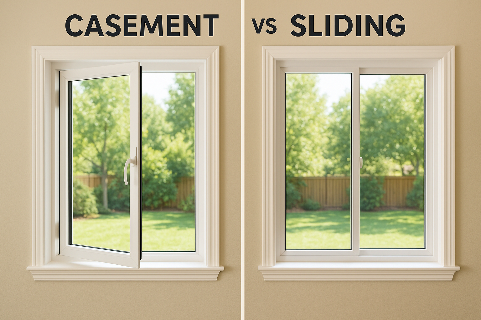Casement versus sliding window views.