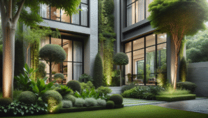 A sleek, modern home fitted with new aluminum windows that will last decades, shown in a natural climate.